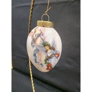 The Egg Lady Ceramic Angel‎ With Holly Berry Christmas Tree Ornament Decor